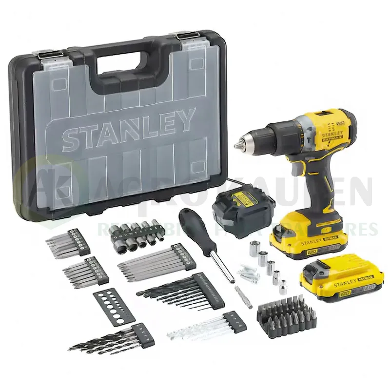 TALADRO PERCUTOR STANLEY BL V20 100 ACCESORIOS SFMCD715D2A-QW      