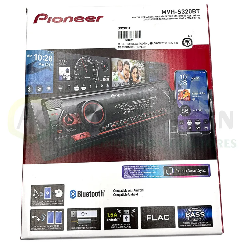 RADIO BLUETOOTH USB, SPOTIFYEQ GRAFICO DE 13 BANDAS PIONEER S320BT              