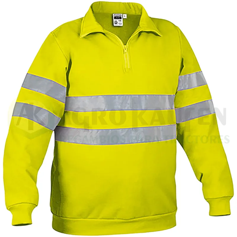 SUDADERA ROAD ALTA VISIBILIDAD MEDIA CREMALLERA 280 GR AGK8104             