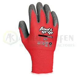 GUANTE POLIAMIDA ROJO RECUBIERTO DE LATEX RUGOSA GRIS T... H256-10             