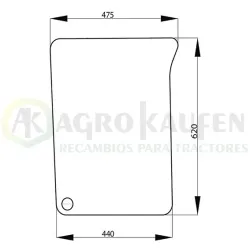 CRISTAL FRONTAL INFERIOR JOHN DEERE DERECHO  SERIE: 6010 L171332-1           