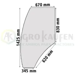 CRISTAL PUERTA IZQUIERDA JOHN DEERE MODELOS: 7600 7810 R131163-1           