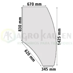 CRISTAL PUERTA DERECHAJOHN DEERE MODELOS: 7600 7700 7... R131164-1           