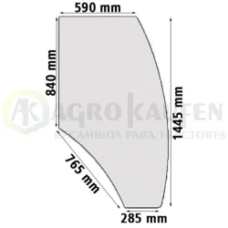 CRISTAL PUERTA DERECHA JOHN DEERE SERIES: 5020 5R 5M 5E R198625-1           