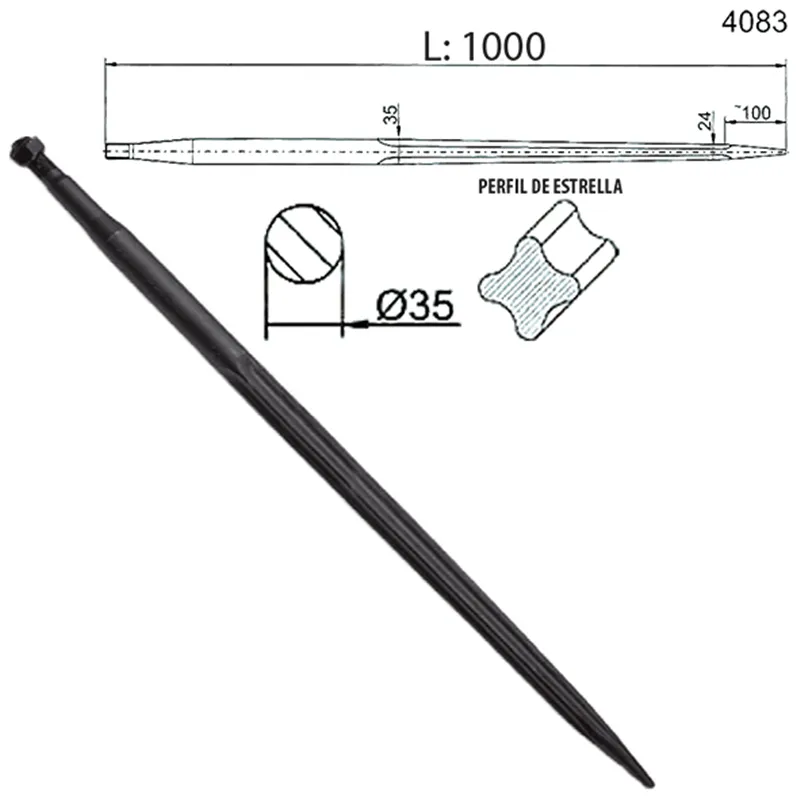 PUA CARGA PACAS 35 x 1000 mm TENIAS ROSCA 22 CON T... SHW4083-1000        