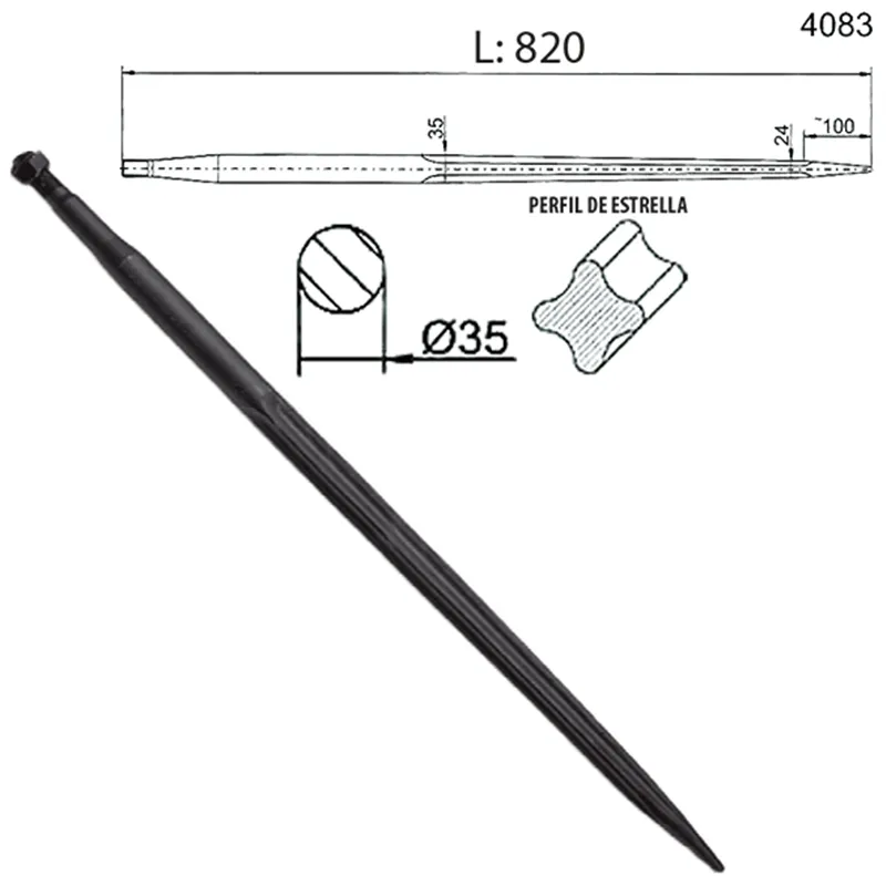 PUA CARGA PACAS 35 x 820 mm TENIAS ROSCA 22 CON TUE... SHW4083-820         