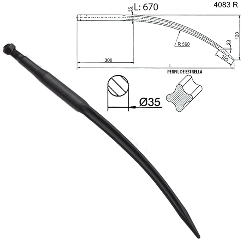 PUA CARGA PACAS 35 x 1000 mm TENIAS ROSCA 22 ... SHW4083-R-670-129   