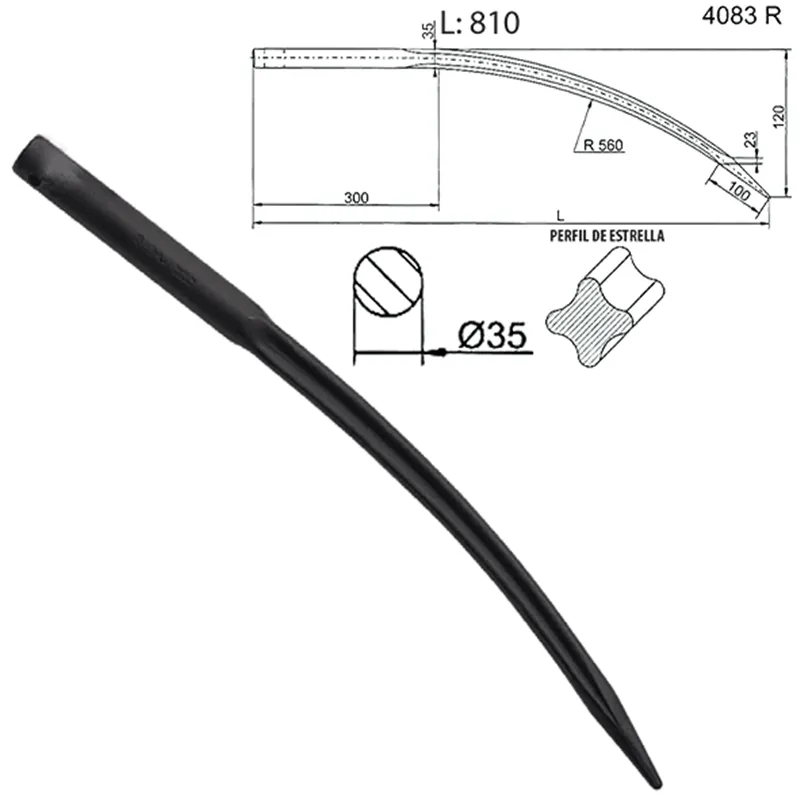 PUA CARGA PACAS 35 x 810 mm TENIAS ROSCA 22 CON T... SHW4083-R-810       